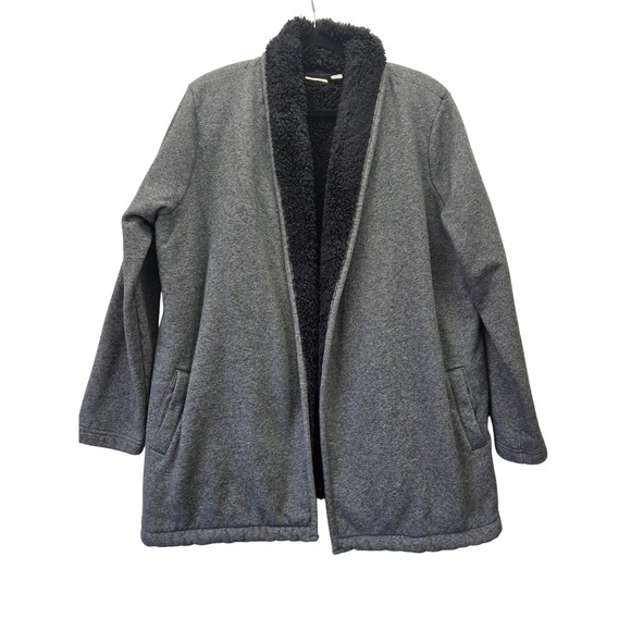 L.L. Bean Jackets & Blazers - LL Bean Womens XL Gray Sherpa Lined‎ Open Front Fleece Cardigan Jacket